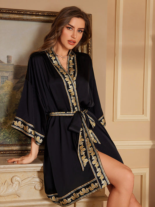 Black Luxury Satin Short Robe