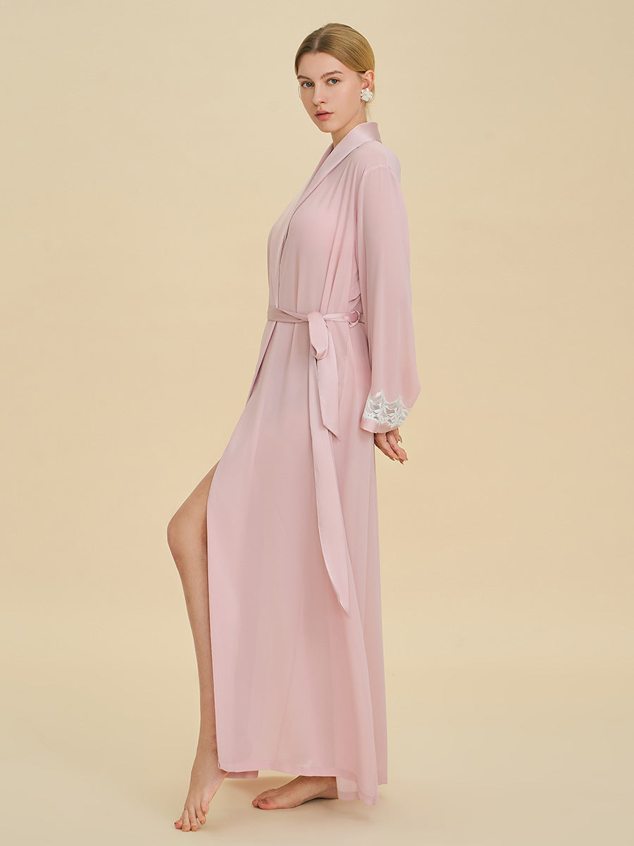 Blush Pink Chiffon Maxi Robe