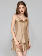 100% Mulberry Silk Cami Top & Shorts Sleepwear Set
