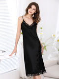 19 Momme Silk Slip Dress with Floral Lace