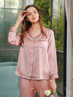 19 Momme Silk Long Sleeve Pajama Set with Contrast Piping