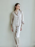 19 Momme Silk Pajama Set with Embroidered Lace Trim