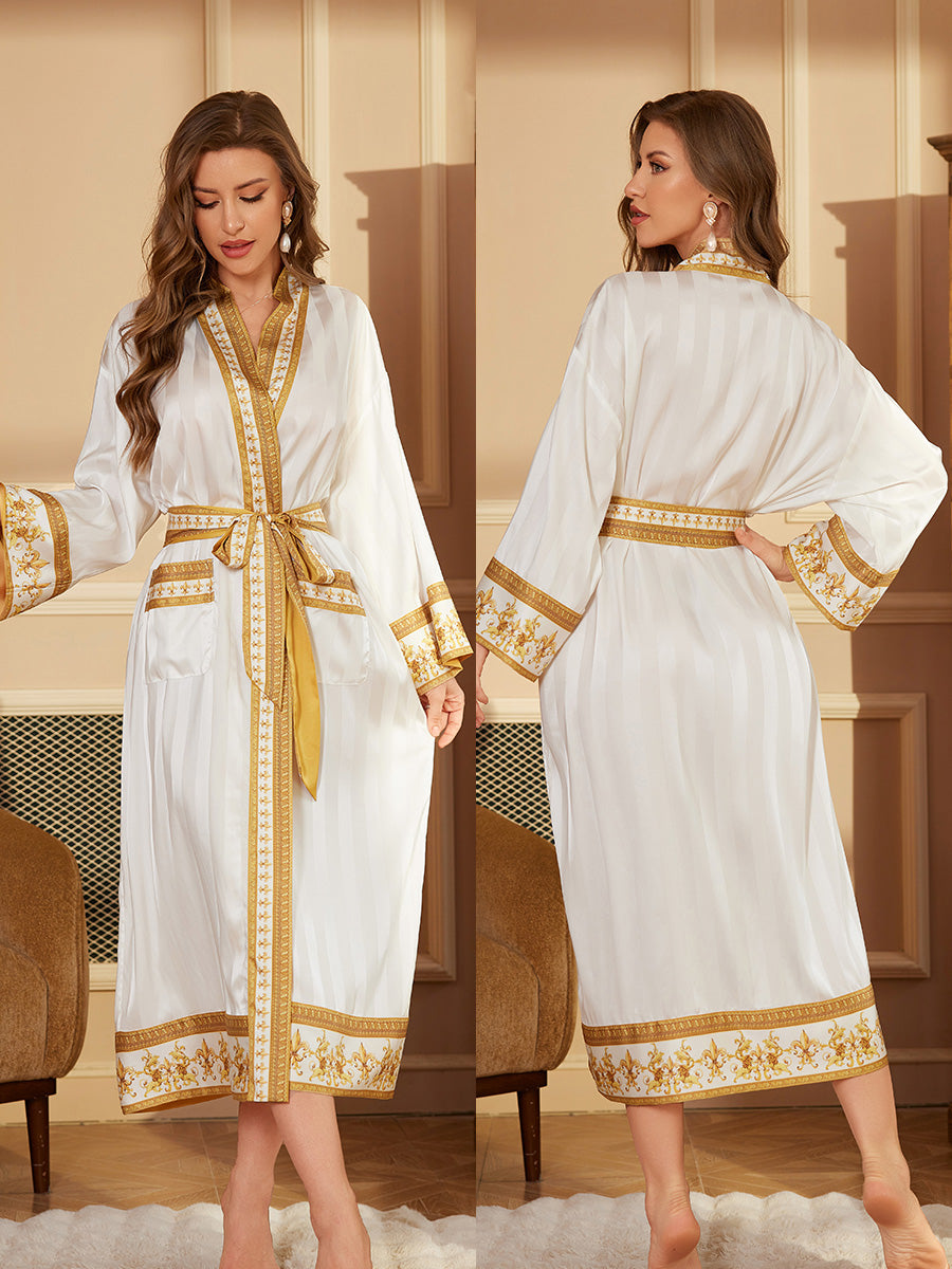 White Gilded Kimono Robe