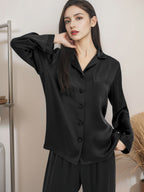 Classic Button Front Top & Long Pants Silk Sleepwear Set
