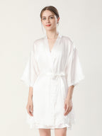 Rose Lace Mulberry Silk Robe and Slip Dress Set