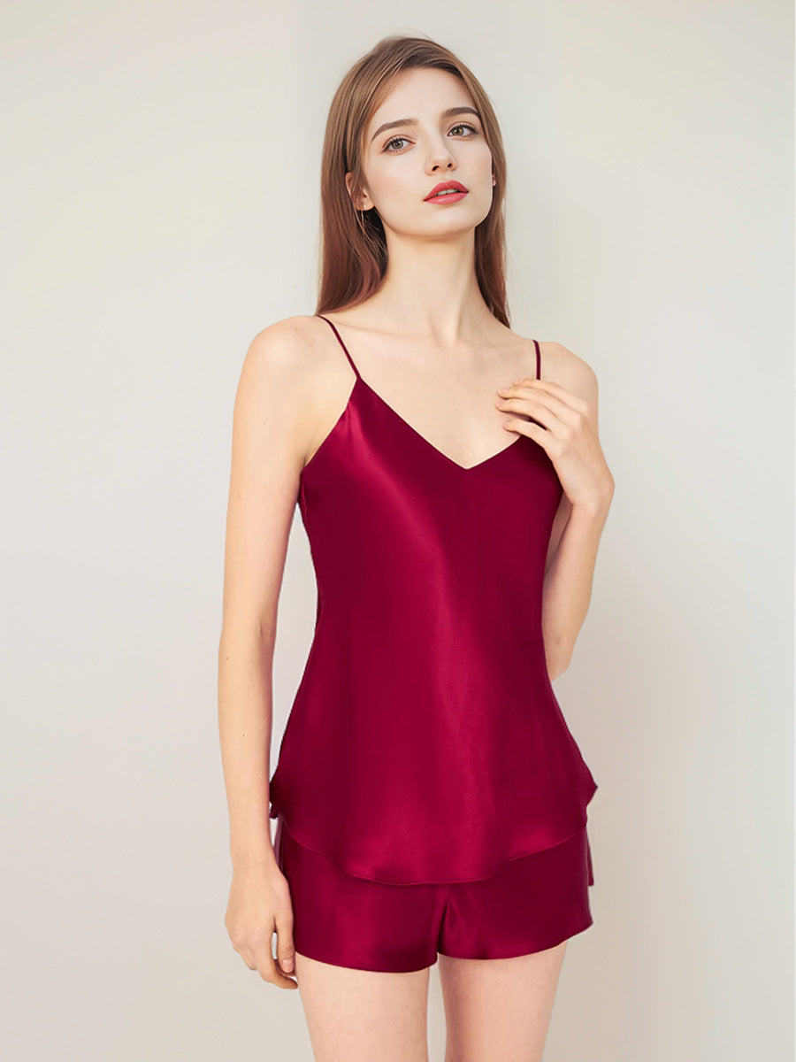 100% Mulberry Silk Cami Top & Shorts Sleepwear Set