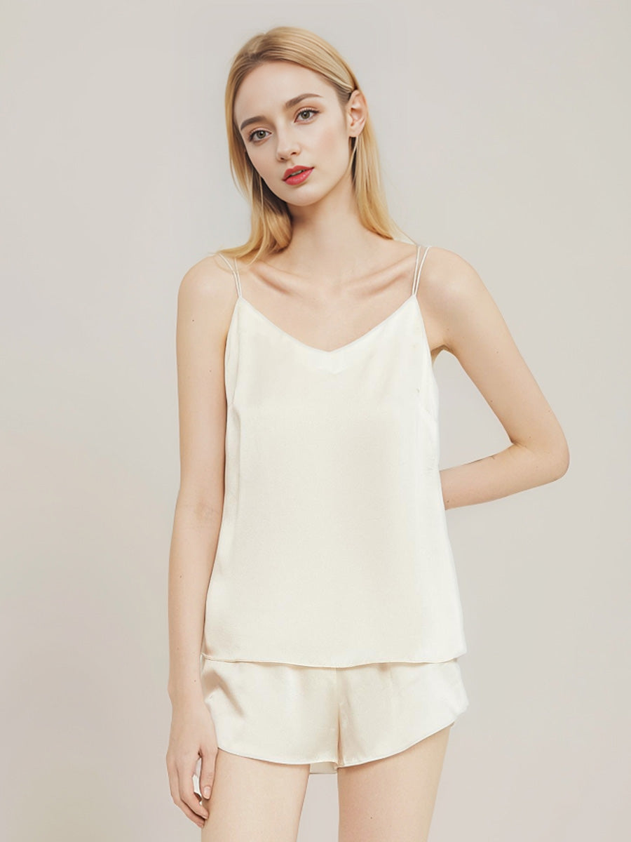 100% Mulberry Silk V-Neck Pajama Set