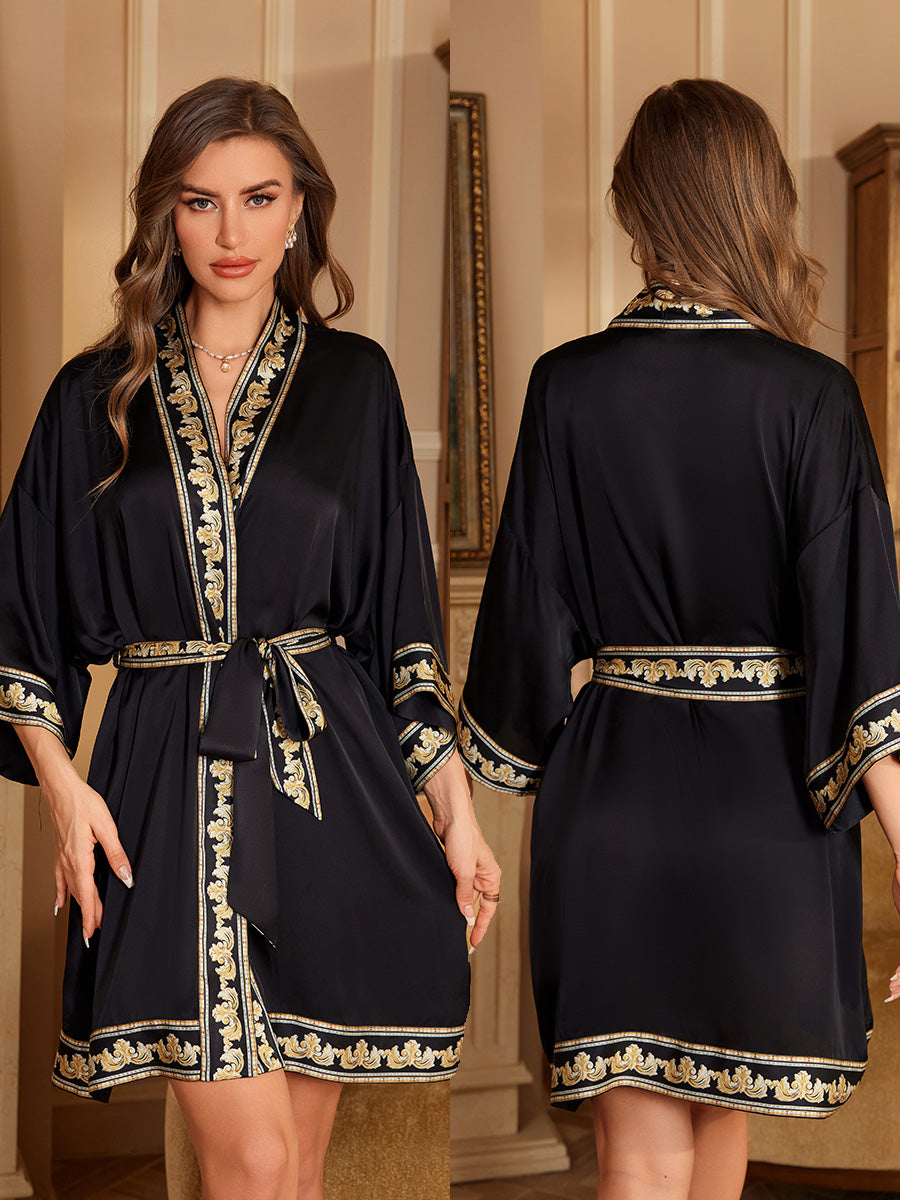 Black Luxury Satin Short Robe