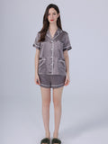 25 Momme Silk Short Sleeve Pajama Set with Contrast Piping