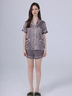25 Momme Silk Short Sleeve Pajama Set with Contrast Piping