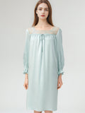 Ruffle Cuff 3/4 Sleeve 100% Pure Silk Elegant Sleep Dress