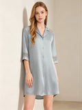 3/4 Sleeve Button Front 100% Pure Silk Nightshirt