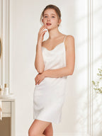 100% Mulberry Silk 19 Momme Sleeveless Side Slit Sleep Dress