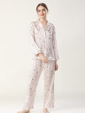 19 Momme Silk Long Sleeve Pajama Set with Heart Print