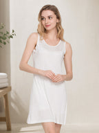 100% Mulberry Silk Sleeveless Nightgown Side Slit Sleep Dress