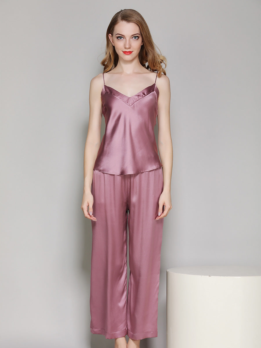 19 Momme Silk Tie-Back Cami and Pants Pajama Set