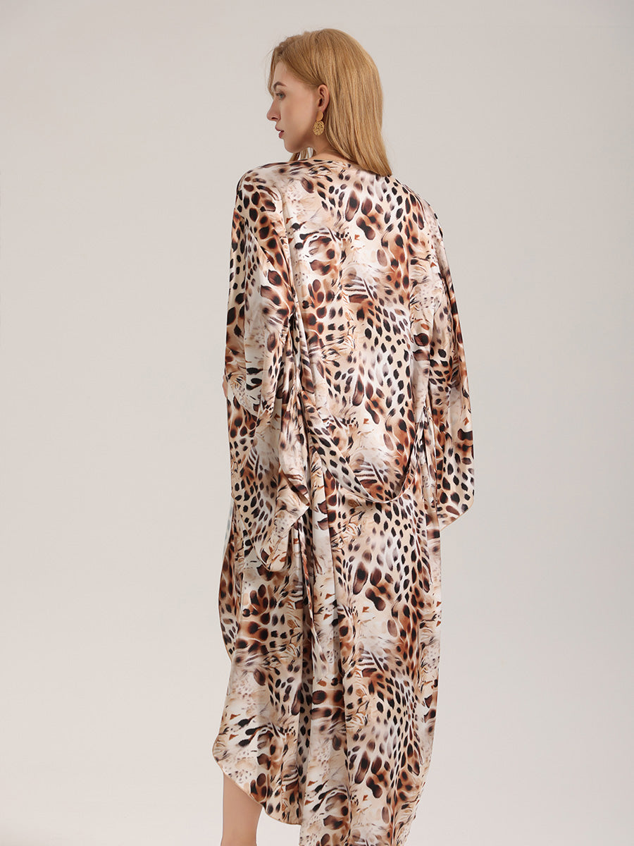 Leopard Print Satin Robe