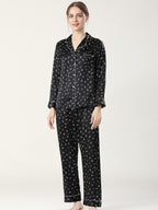 19 Momme Silk Long Sleeve Pajama Set with Letter Print