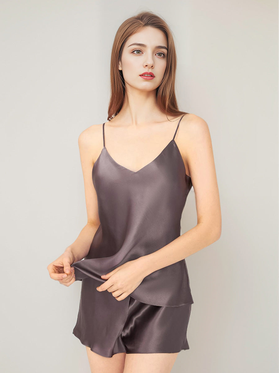 100% Mulberry Silk Cami Top & Shorts Sleepwear Set