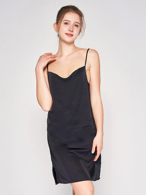 100% Mulberry Silk 19 Momme Sleeveless Side Slit Sleep Dress