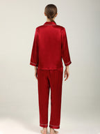 19 Momme Silk Long Sleeve Pajama Set with Contrast Piping