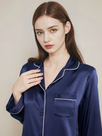 Contrast Piping Long Sleeve Pajama Set