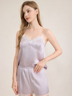 100% Mulberry Silk Cami & Shorts 2-Piece Pajama Set