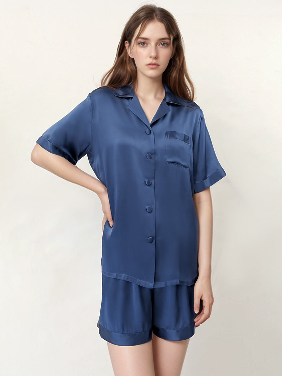 Short Sleeve Button Front Pajama Shorts Set