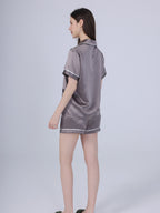25 Momme Silk Short Sleeve Pajama Set with Contrast Piping