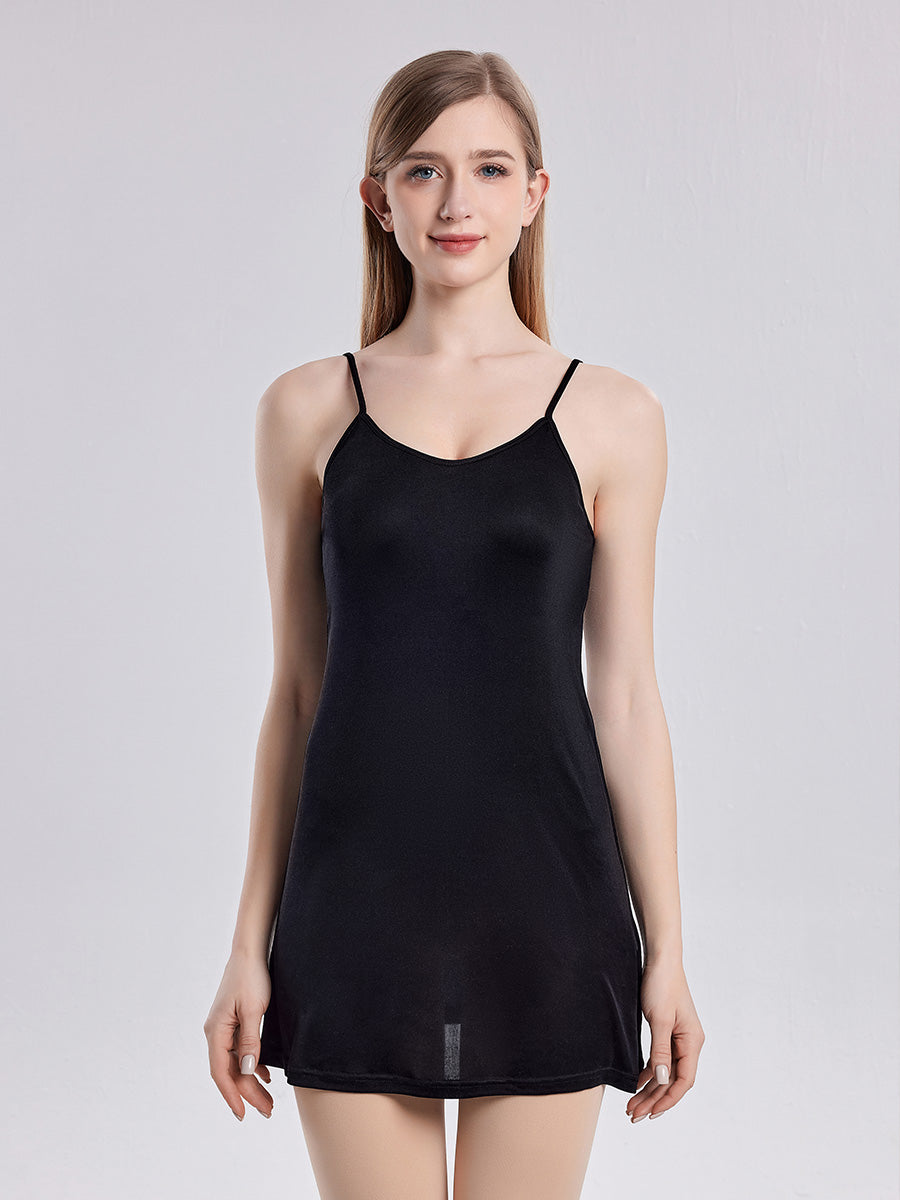 100% Pure Silk Nightgown with Built-in Pads Spaghetti Strap Sleep Dress