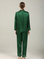 19 Momme Silk Long Sleeve Pajama Set with Contrast Piping