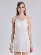 100% Pure Silk Nightgown with Built-in Pads Spaghetti Strap Sleep Dress