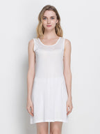 100% Mulberry Silk Sleeveless Nightgown Side Slit Sleep Dress