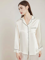 Contrast Piping Long Sleeve Pajama Set