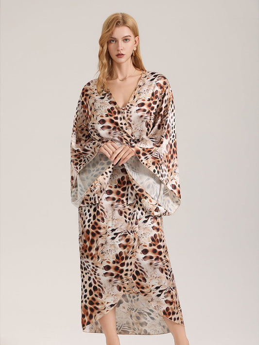 Leopard Print Satin Robe