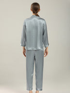 19 Momme Silk Long Sleeve Pajama Set with Contrast Piping