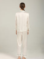19 Momme Silk Long Sleeve Pajama Set with Contrast Piping