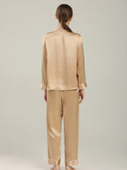 19 Momme Silk Long Sleeve Pajama Set with Contrast Piping