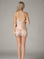 Scalloped Lace Mulberry Silk Cami and Shorts Pajama Set
