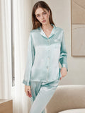 Contrast Piping Embroidery Long Sleeve Pajama Set