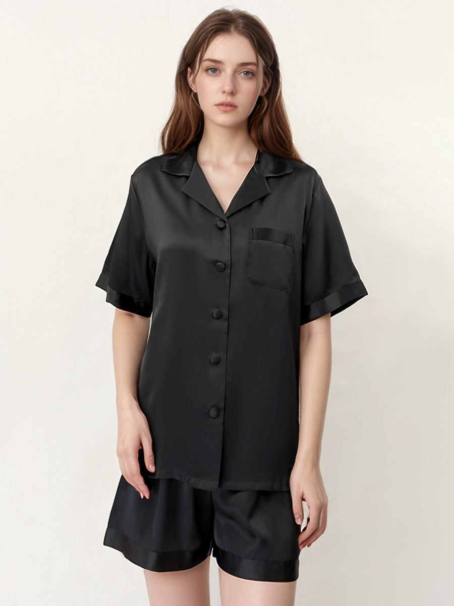 Short Sleeve Button Front Pajama Shorts Set
