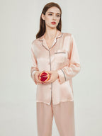 Contrast Piping Long Sleeve Pajama Set