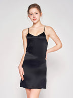 100% Mulberry Silk 19 Momme Spaghetti Strap Mini Sleep Dress