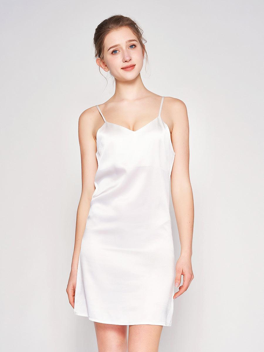 100% Mulberry Silk 19 Momme Spaghetti Strap Mini Sleep Dress