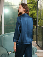 19 Momme Silk Long Sleeve Pajama Set with Contrast Piping
