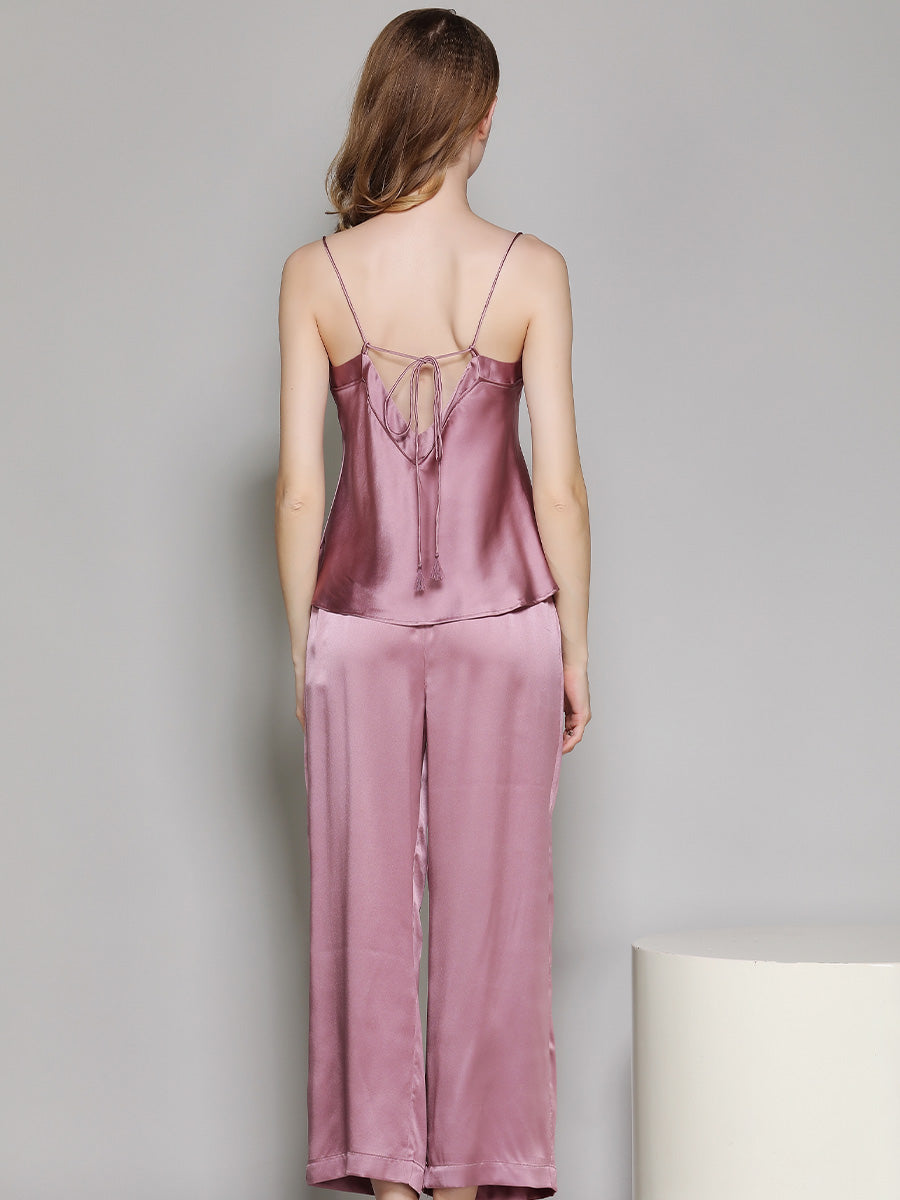 19 Momme Silk Tie-Back Cami and Pants Pajama Set