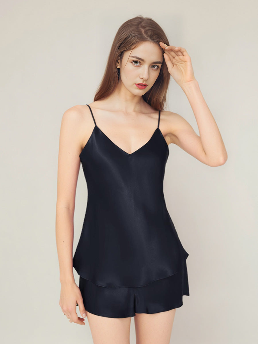 100% Mulberry Silk Cami Top & Shorts Sleepwear Set