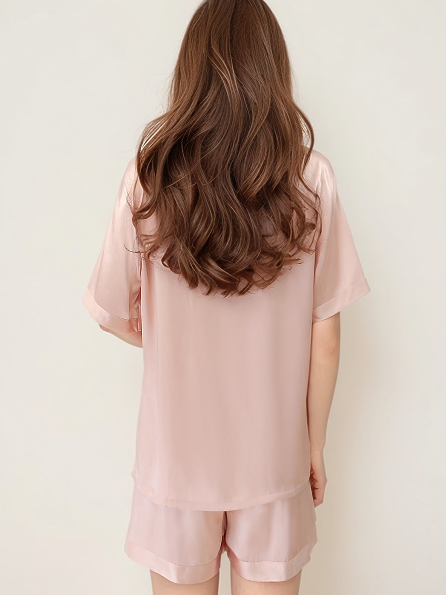 Short Sleeve Button Front Pajama Shorts Set