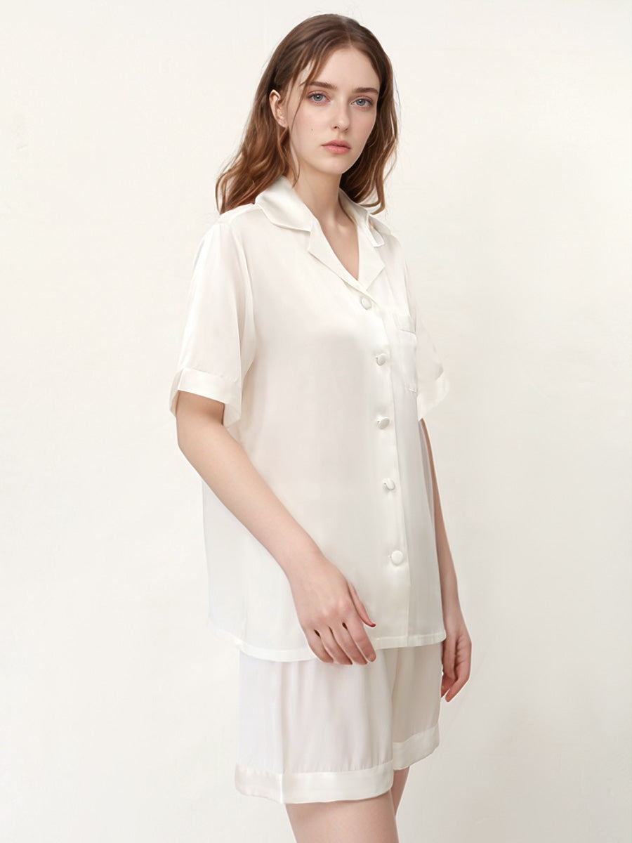 Short Sleeve Button Front Pajama Shorts Set