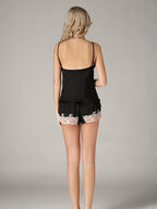 Scalloped Lace Mulberry Silk Cami and Shorts Pajama Set